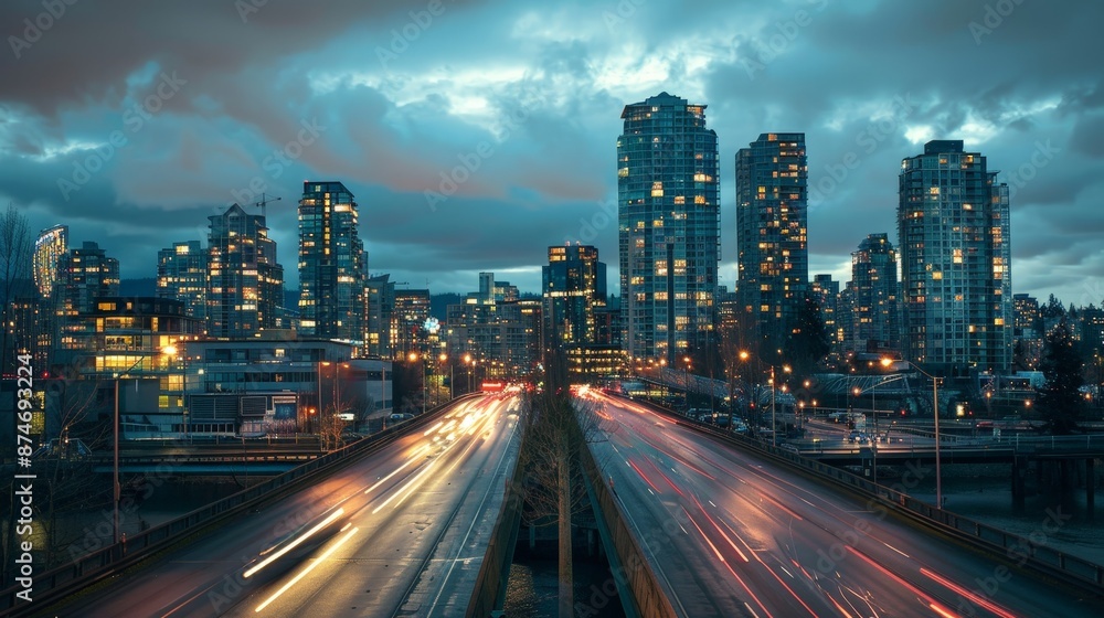 A chic urban background featuring a city skyline at dusk, providing a modern and sophisticated atmosphere. A chic urban background featuring a city skyline at dusk, providing a modern and sophisticated atmosphere.