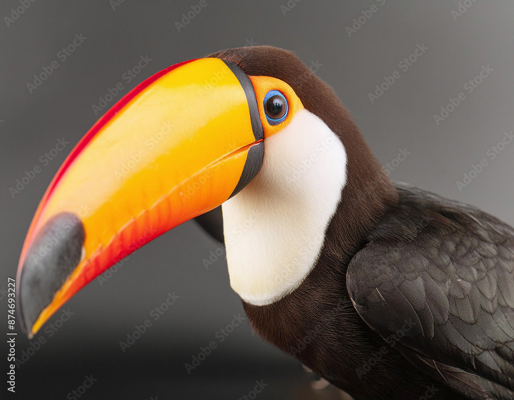 Fototapeta premium Close-up portrait of a toucan with colorful beak