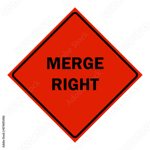Construction Signs - merge right sign