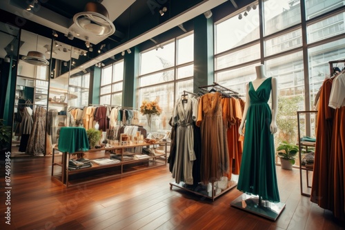 Wallpaper Mural Elegant interior of a modern boutique with stylish clothing and accessories on display Torontodigital.ca