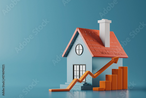 3d render of house and graph of rising costs
