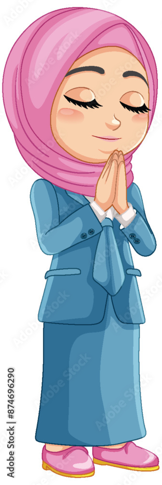 Young Muslim girl praying with hands together Young Muslim girl praying with hands together