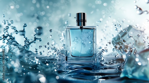 Dynamic Fragrance Advertisement with Water Splash Effects