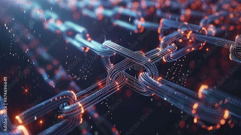 Fototapeta premium Futuristic Digital Network with Glowing Interconnected Links.