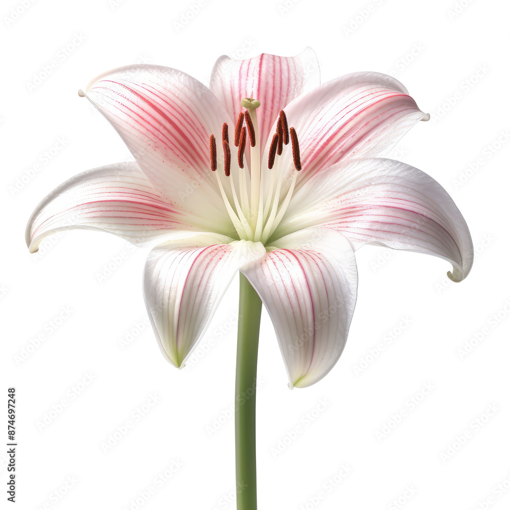 Fototapeta premium Pink lily isolate on transparent png.