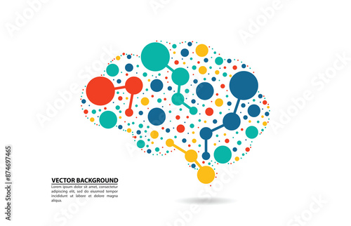 Abstract illustration of Brain in form of colorful dots. EPS Vector File