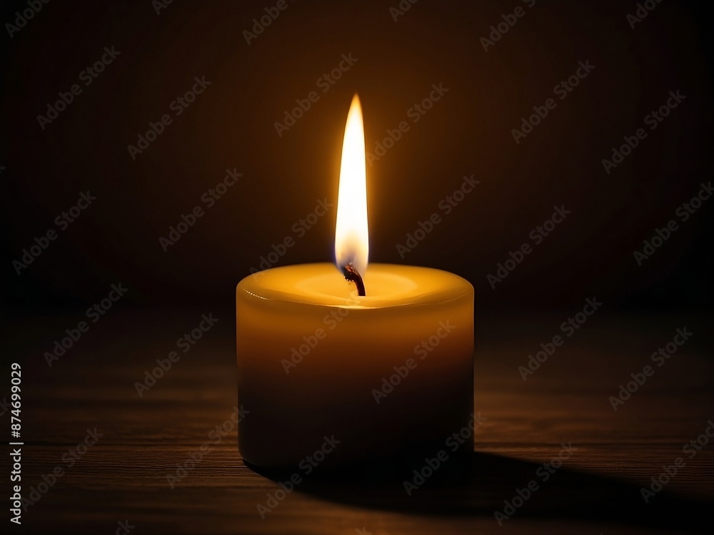 A unique and creative rendering of a single candle,its warm light dancing on the surface and painting a picture of peaceful solitude.

