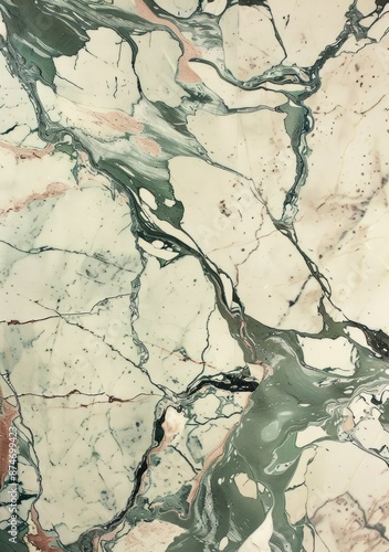 Olive Green and White Marble Texture with Natural Veins.