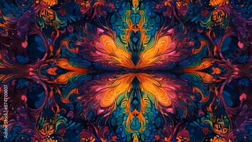 abstract fractal background with flowers