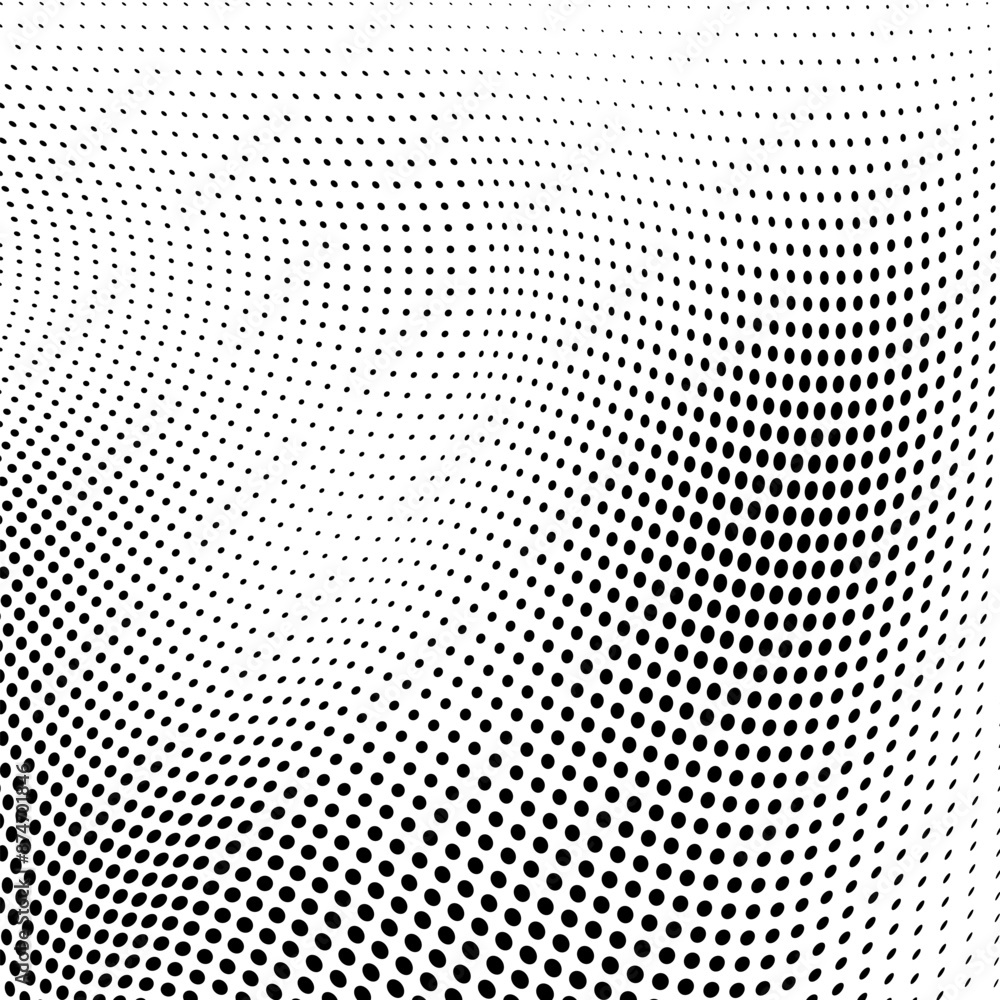 Black and white halftone texture in the form of a wave Black and white halftone texture in the form of a wave