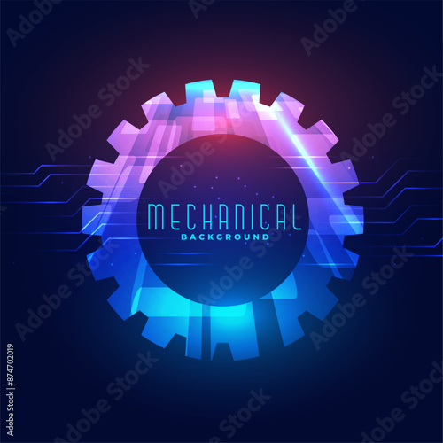 mechanical gear wheel symbol background with shiny effect