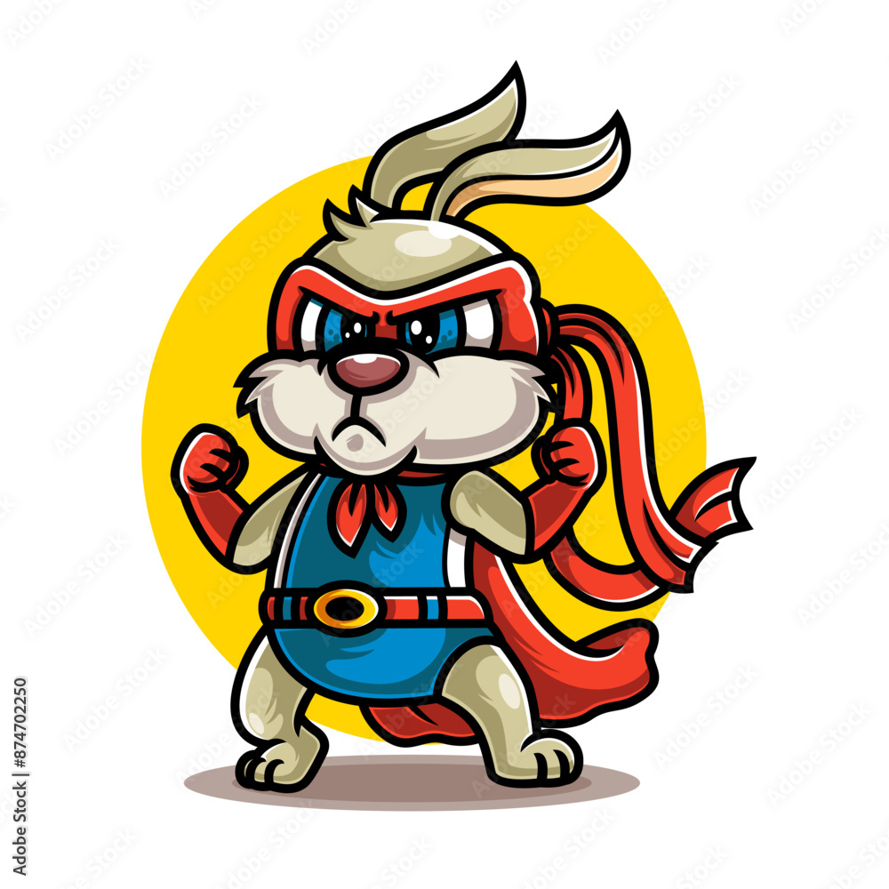 Obraz premium cute rabbit superhero cartoon character illustration