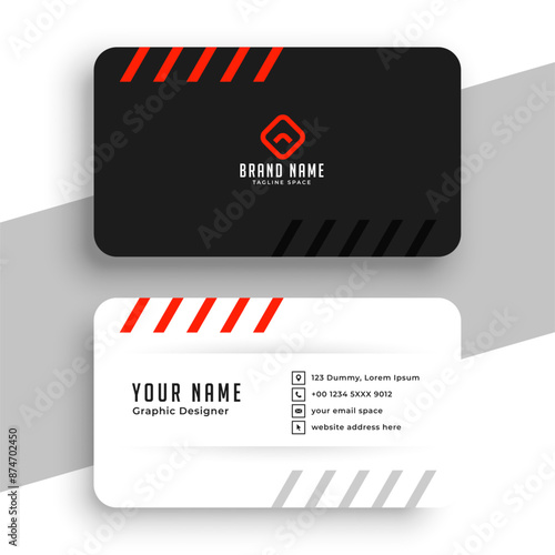black and white corporate identity card layout in premium style