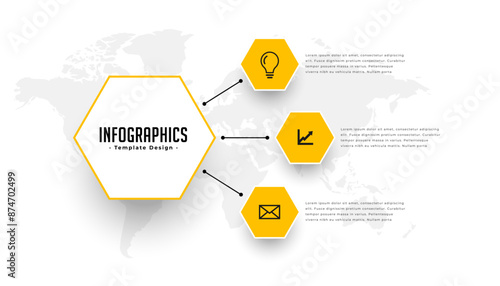 geometric style 3 step infographic sequence chart template design
