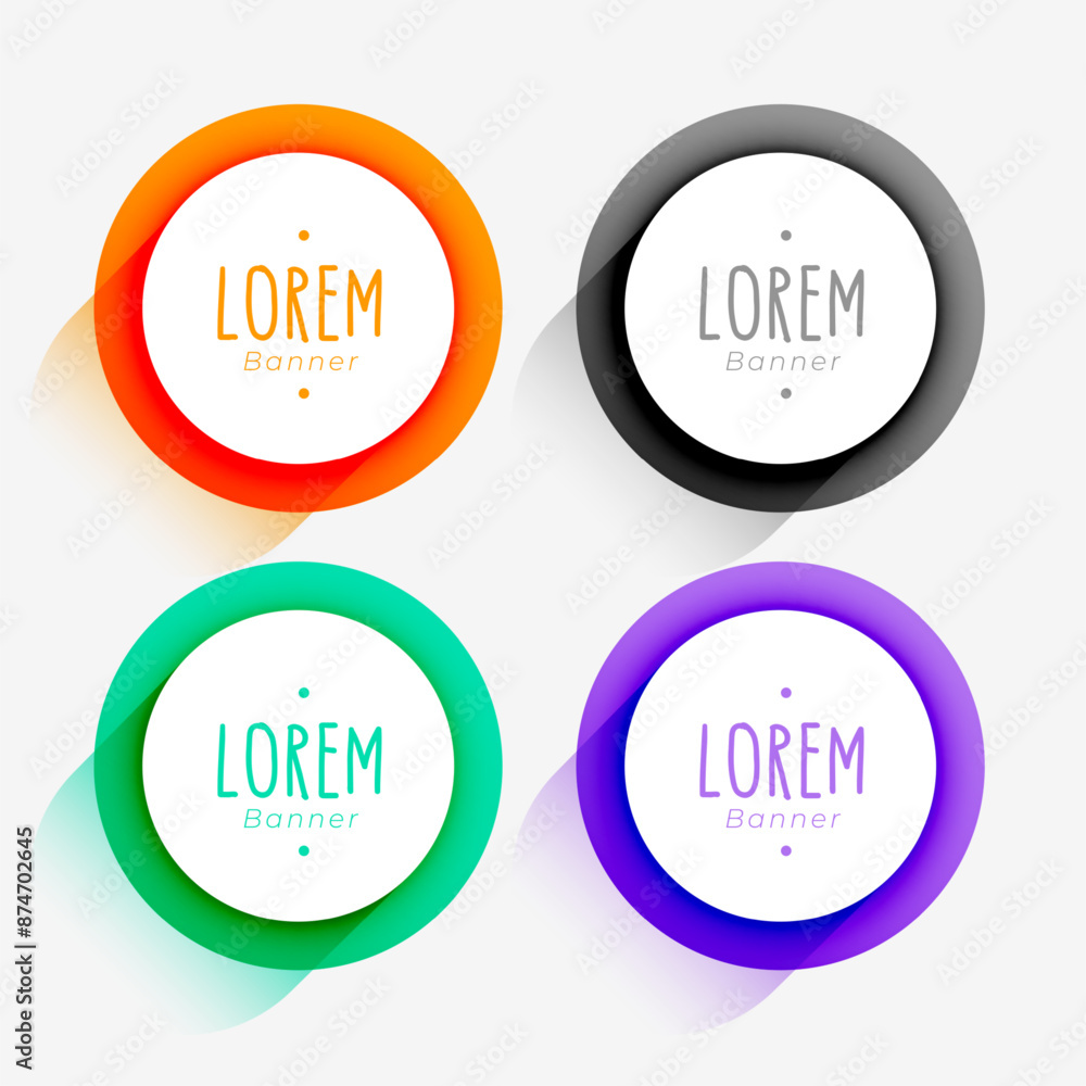 set of 3d circular shape frame with shadow effect set of 3d circular shape frame with shadow effect