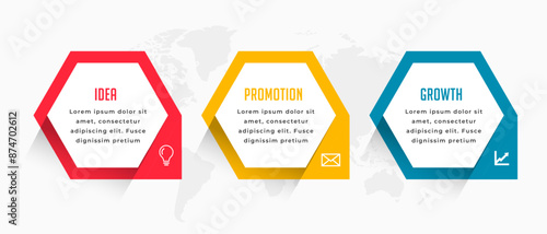 3 step infographic timeline workflow banner with world map design