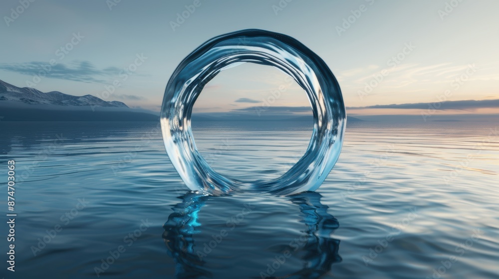 Tranquil seascape with glass ring Tranquil seascape with glass ring