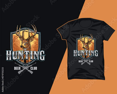 hunting deer club illustration t shirt design