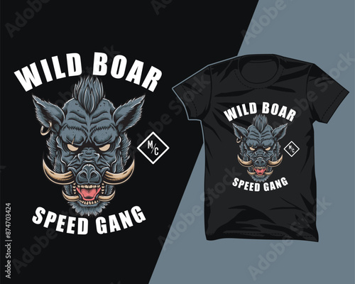 wild boar speed gang t shirt design