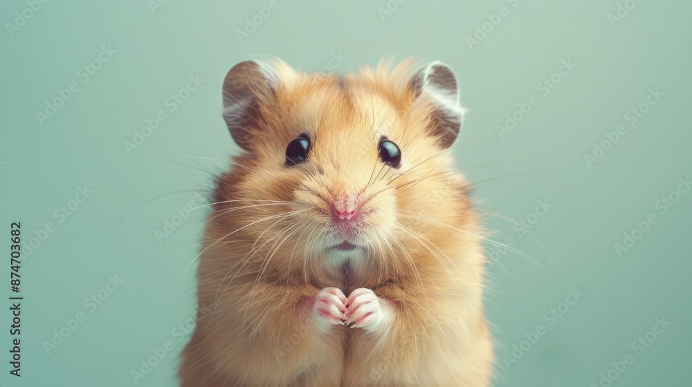 Distinctive Hamster Portrait in Naturalist Drawing Style with Pastel Backdrop Distinctive Hamster Portrait in Naturalist Drawing Style with Pastel Backdrop