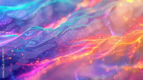Captivating Holographic Landscape with Vibrant Color Shifting Mist Effects