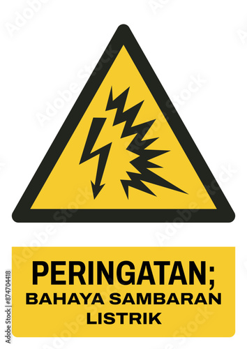 ISO warning safety signs in indonesian_peringatan; bahaya sambaran listrik size a4/a3/a2/a1