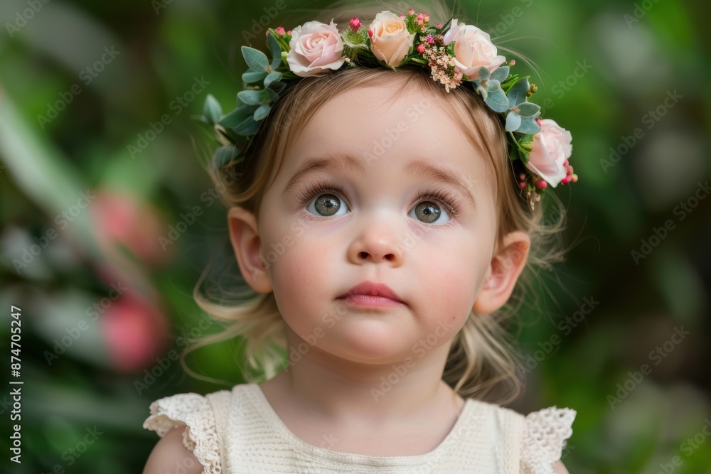 Adorable young girl with flower crown Adorable young girl with flower crown