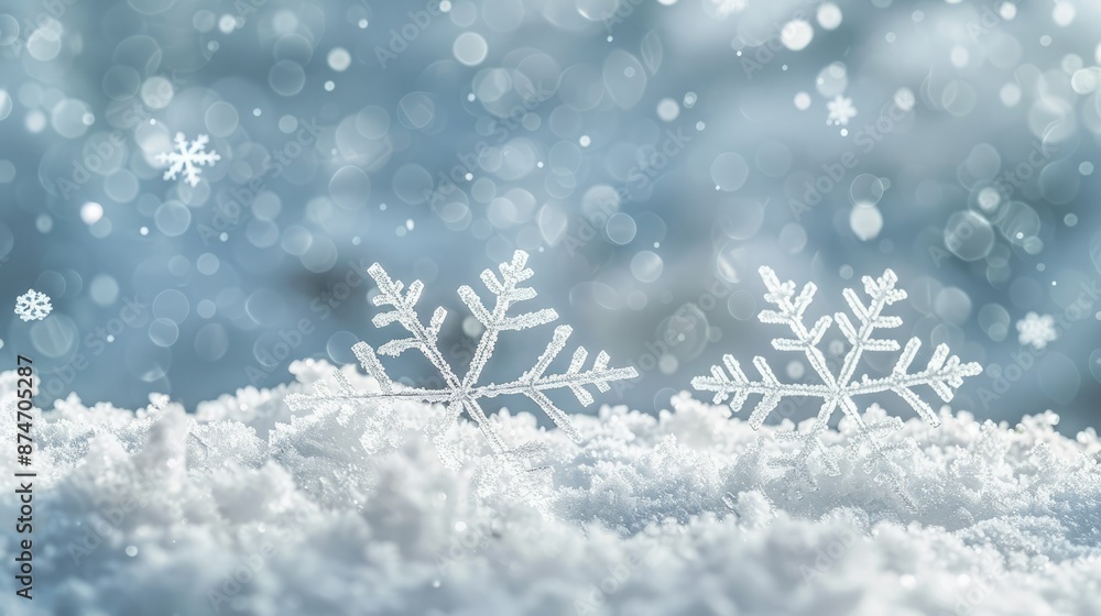 Intricate Snowflakes Dancing in a Serene Winter Landscape Intricate Snowflakes Dancing in a Serene Winter Landscape