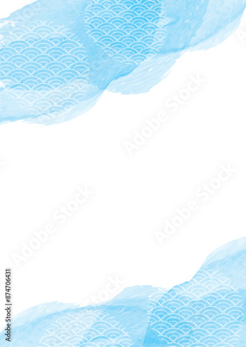 青の水彩　水イメージ背景
