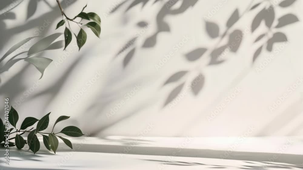 Abstract background with a white wall and shadow of leaves. Abstract background with a white wall and shadow of leaves.