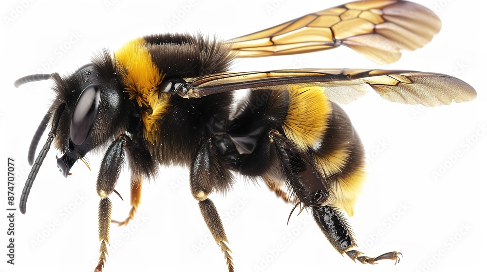Vibrant Bee with Yellow Wings: Detailed Macro Photography of a Pollinator in Flight Vibrant Bee with Yellow Wings: Detailed Macro Photography of a Pollinator in Flight