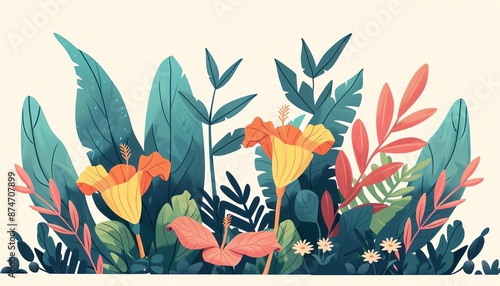 Endangered plants, protecting rare flora, flat design illustration