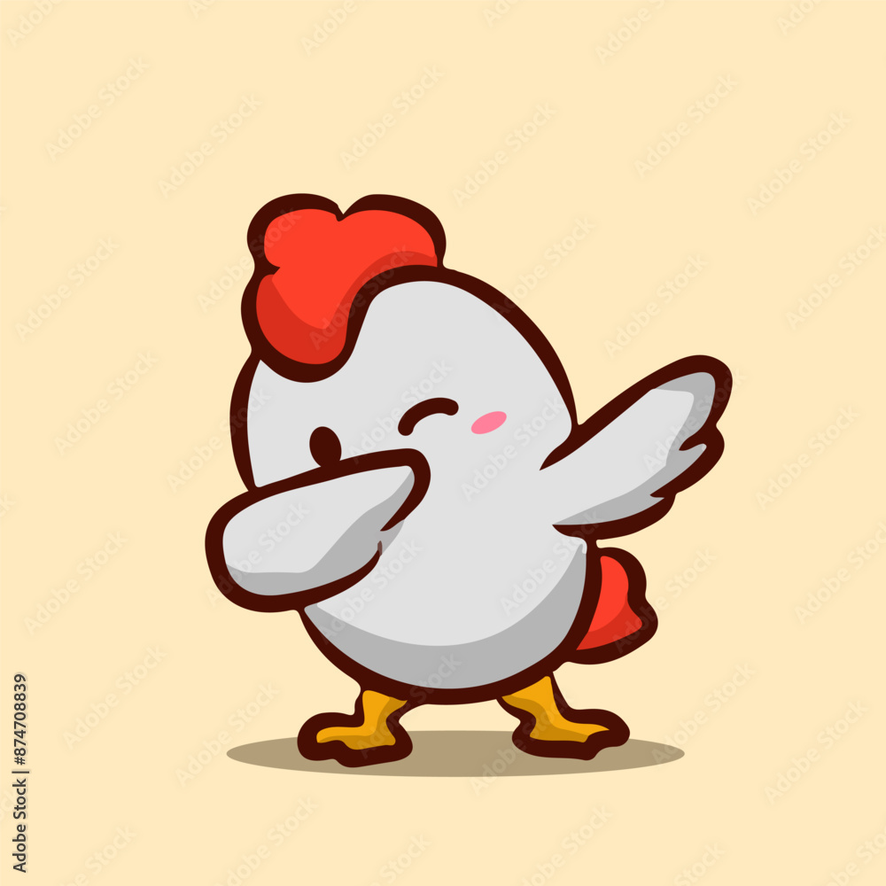 hand drawn cute cartoon chicken dabbing vector design for elements, clipart hand drawn cute cartoon chicken dabbing vector design for elements, clipart