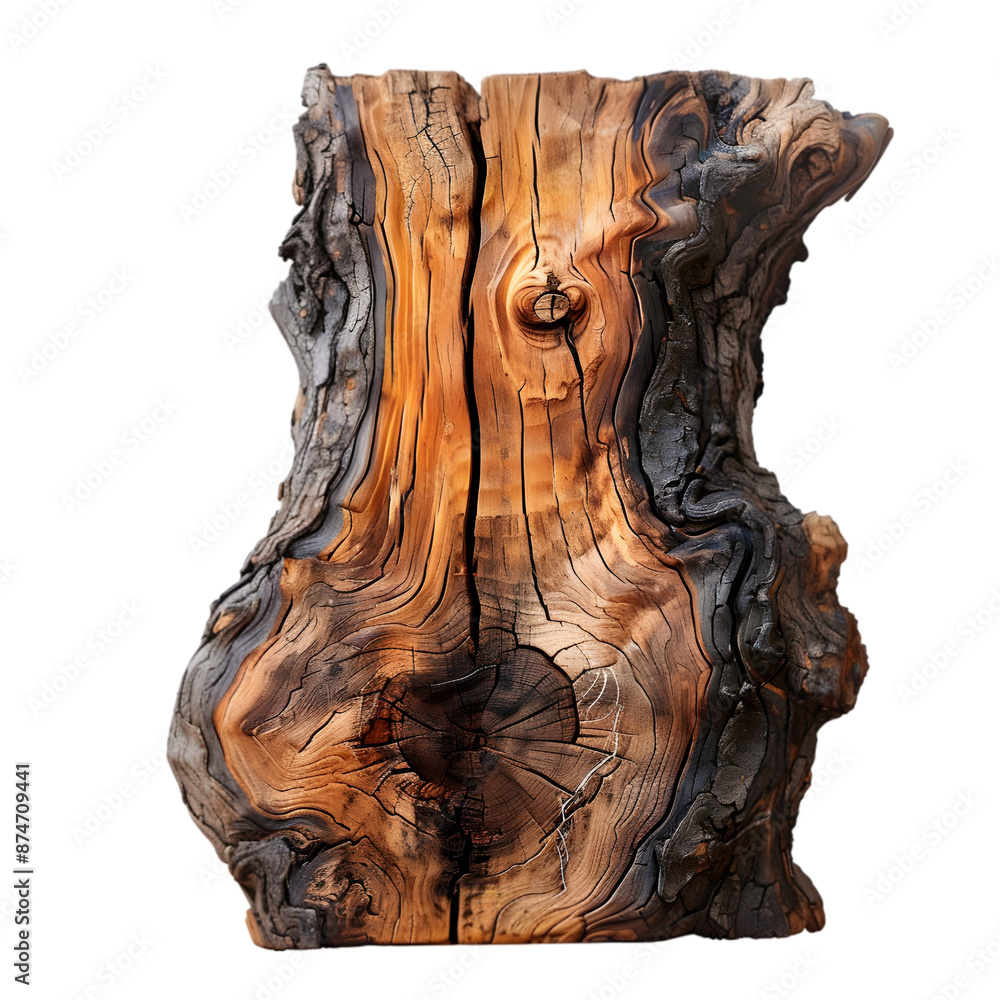 Closeup of a weathered tree trunk., transparent, cut out Closeup of a weathered tree trunk., transparent, cut out