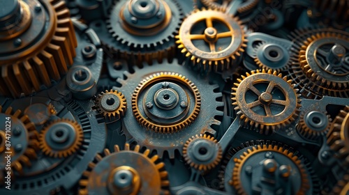 Wallpaper Mural A complex network of gears and sprockets inside an industrial gearbox, highlighting the precision and mechanics of each component Torontodigital.ca