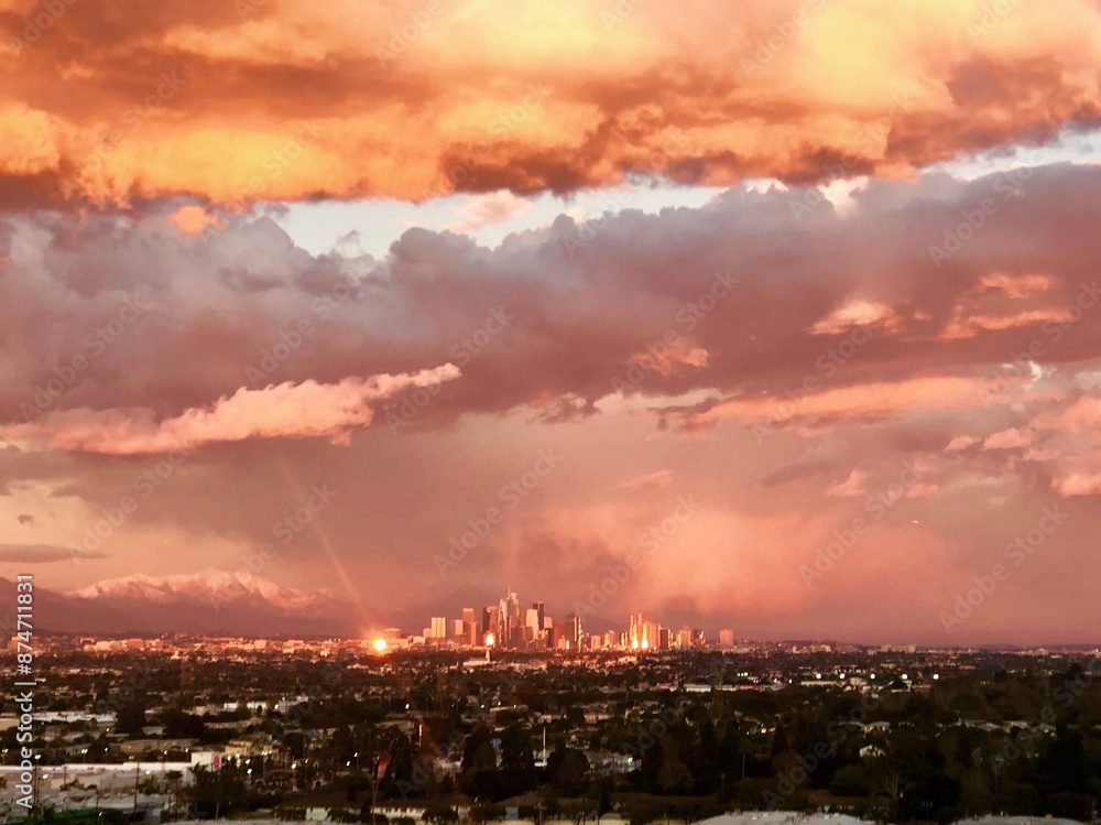 Los Angeles city sunset view