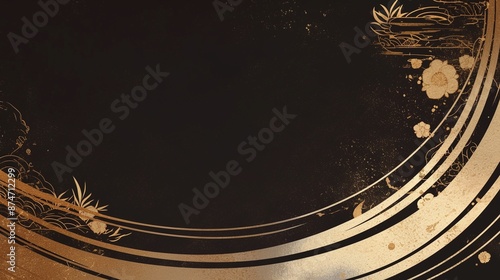 金の波テクスチャー、黒背景3