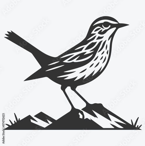Majestic Lark Silhouette, Capturing Nature's Grace in a Timeless Silhouette
