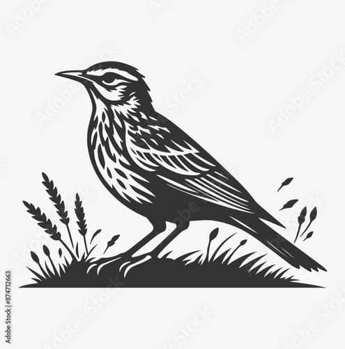 Majestic Lark Silhouette, Capturing Nature's Grace in a Timeless Silhouette