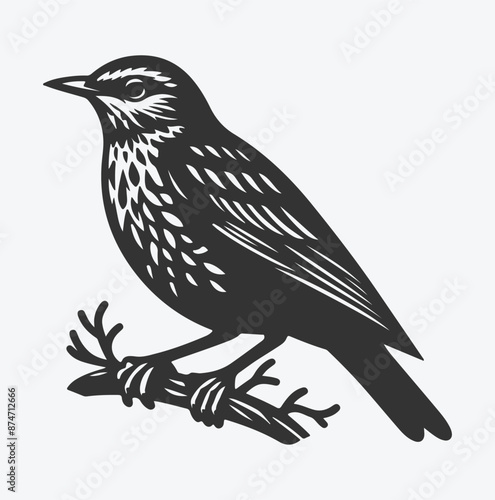 Majestic Lark Silhouette, Capturing Nature's Grace in a Timeless Silhouette