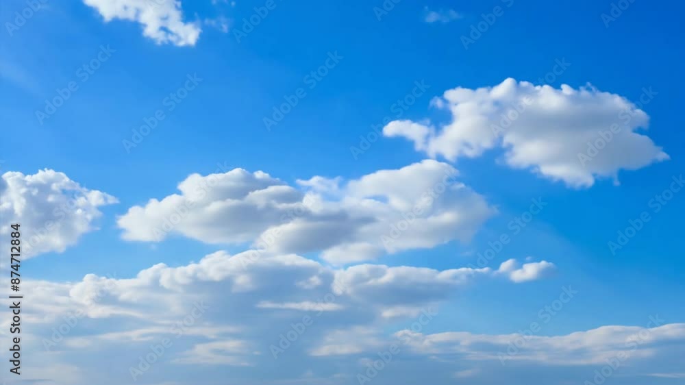 Fluffy white clouds drift across a vibrant blue summer sky Fluffy white clouds drift across a vibrant blue summer sky