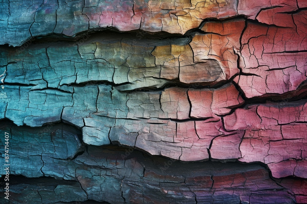 Fototapeta premium Beautiful and vibrant multi-colored rock texture with natural geological patterns in high resolution close-up detail