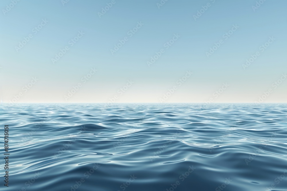 Calm, serene ocean water with a clear sky above. Calm, serene ocean water with a clear sky above.