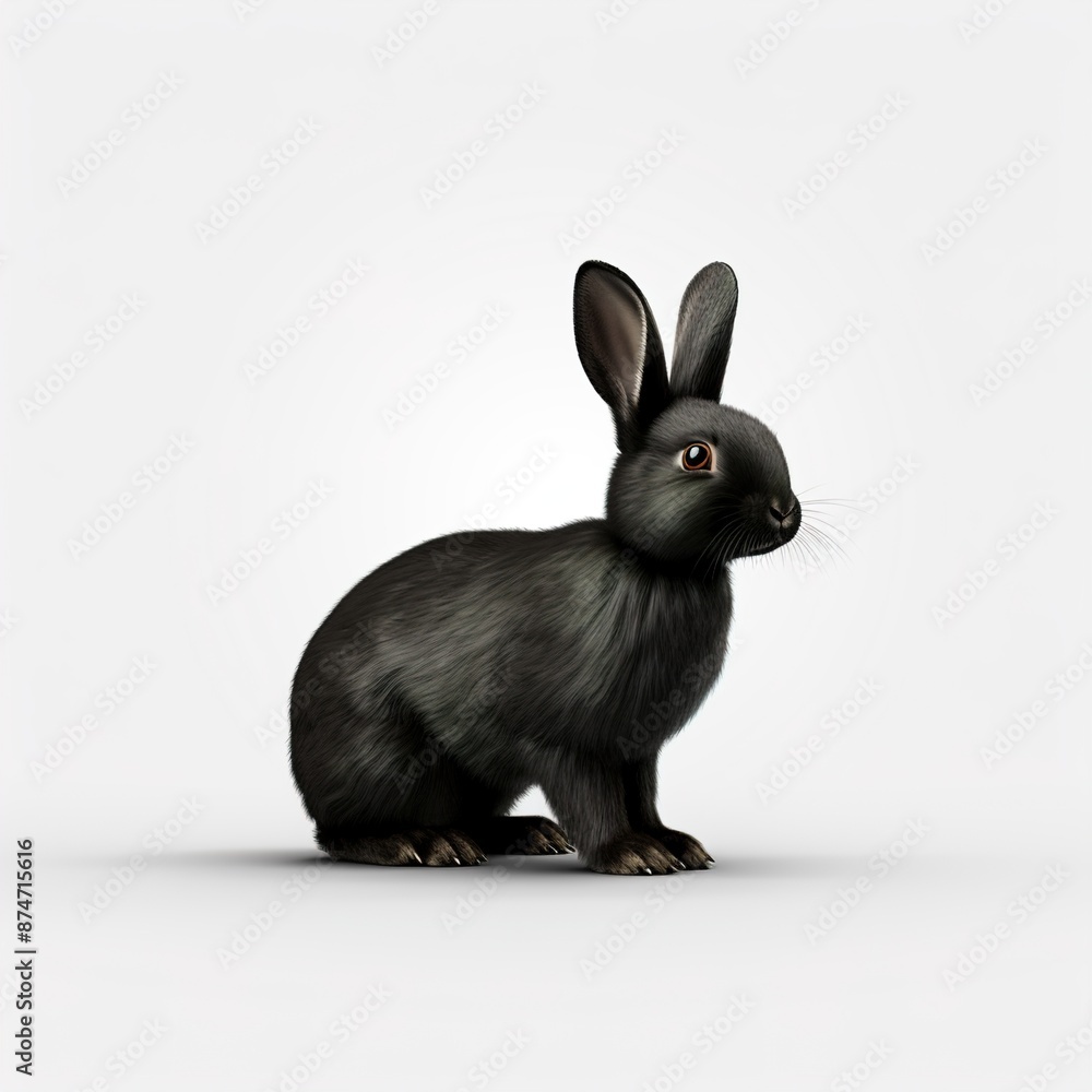 Obraz premium white rabbit on black background