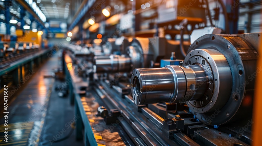 High-tech metalworking machinery, advanced manufacturing techniques, a modern factory setting focused on innovation and efficiency High-tech metalworking machinery, advanced manufacturing techniques, a modern factory setting focused on innovation and efficiency