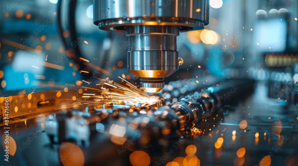 Innovative metallic components being produced, state-of-the-art manufacturing equipment, clean, high-tech facility, precision engineering Innovative metallic components being produced, state-of-the-art manufacturing equipment, clean, high-tech facility, precision engineering