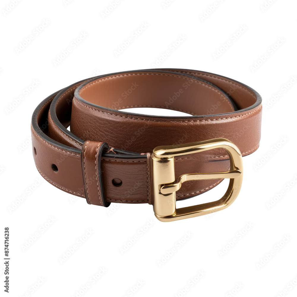 Brown leather belt isolate on transparent png.
Brown leather belt isolate on transparent png.