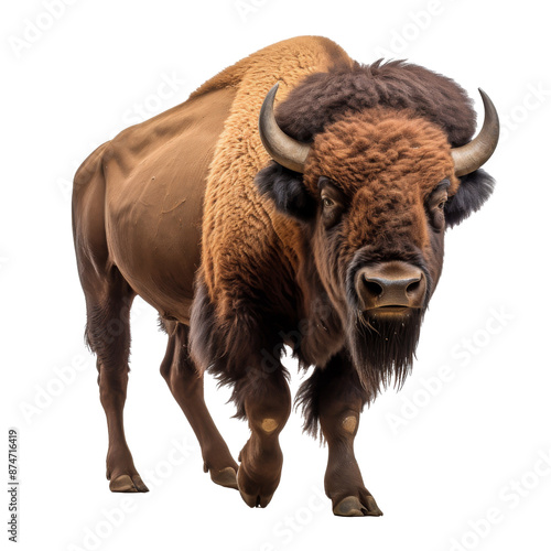 bison isolated on transparent background With clipping path.3d render photo