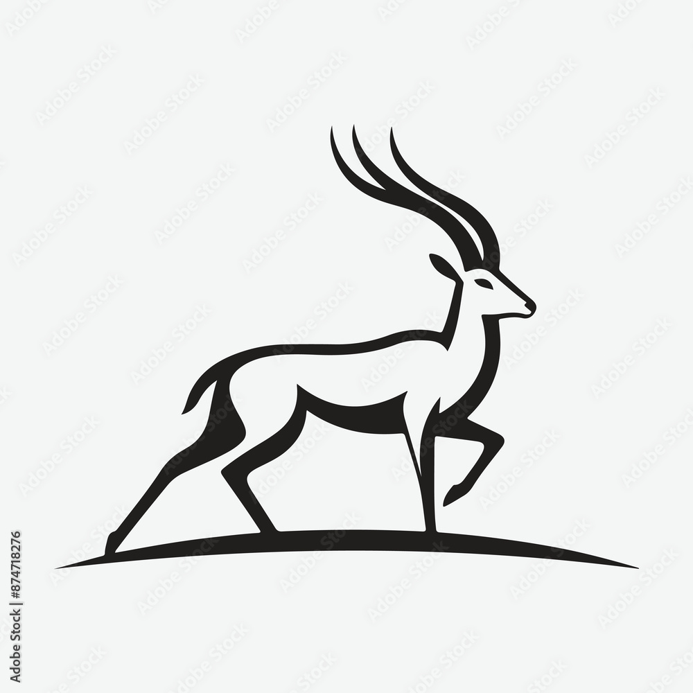Fototapeta premium Print Elegant Antelope Silhouette Logo: A Symbol of Grace and Strength