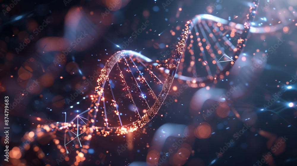 Close-up of a DNA double helix futuristic background . illustration . Close-up of a DNA double helix futuristic background . illustration .